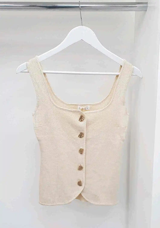 Stone Scoop Neck Gold Button Waistcoat
