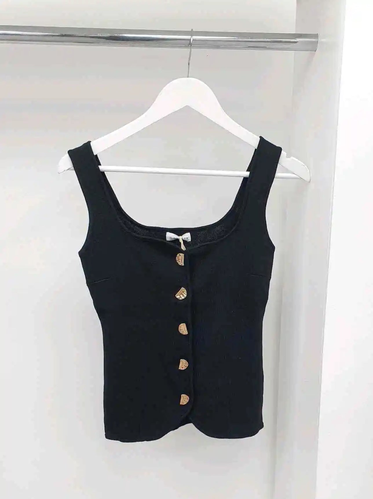 Chocolate Scoop Neck Gold Button Waistcoat