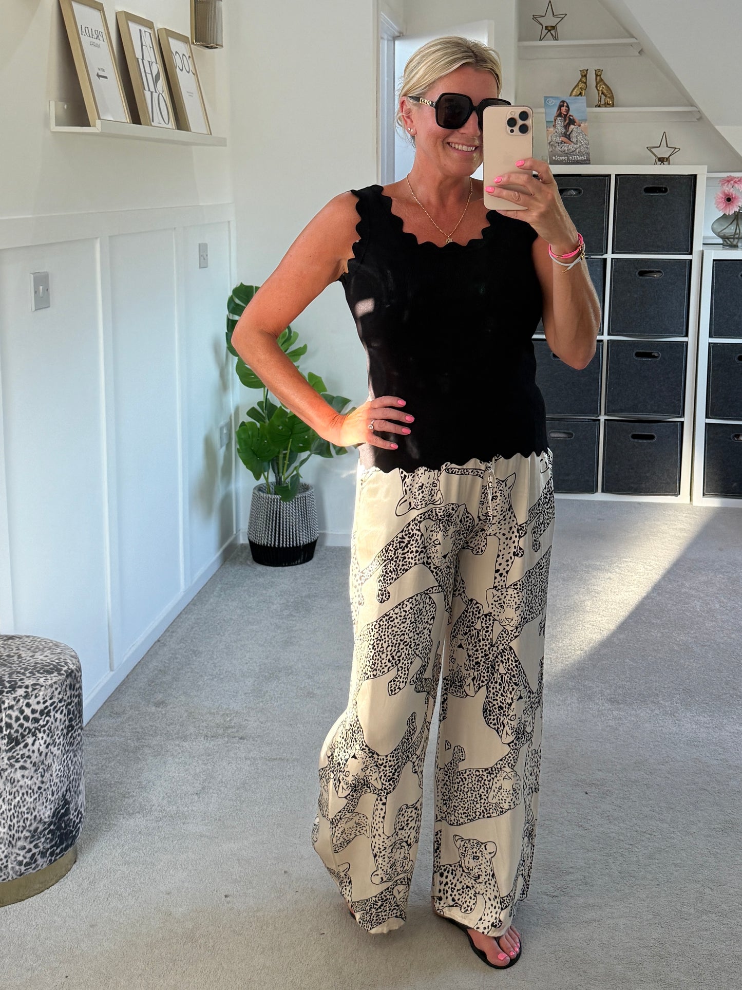 Black Scallop Edge Vest Top