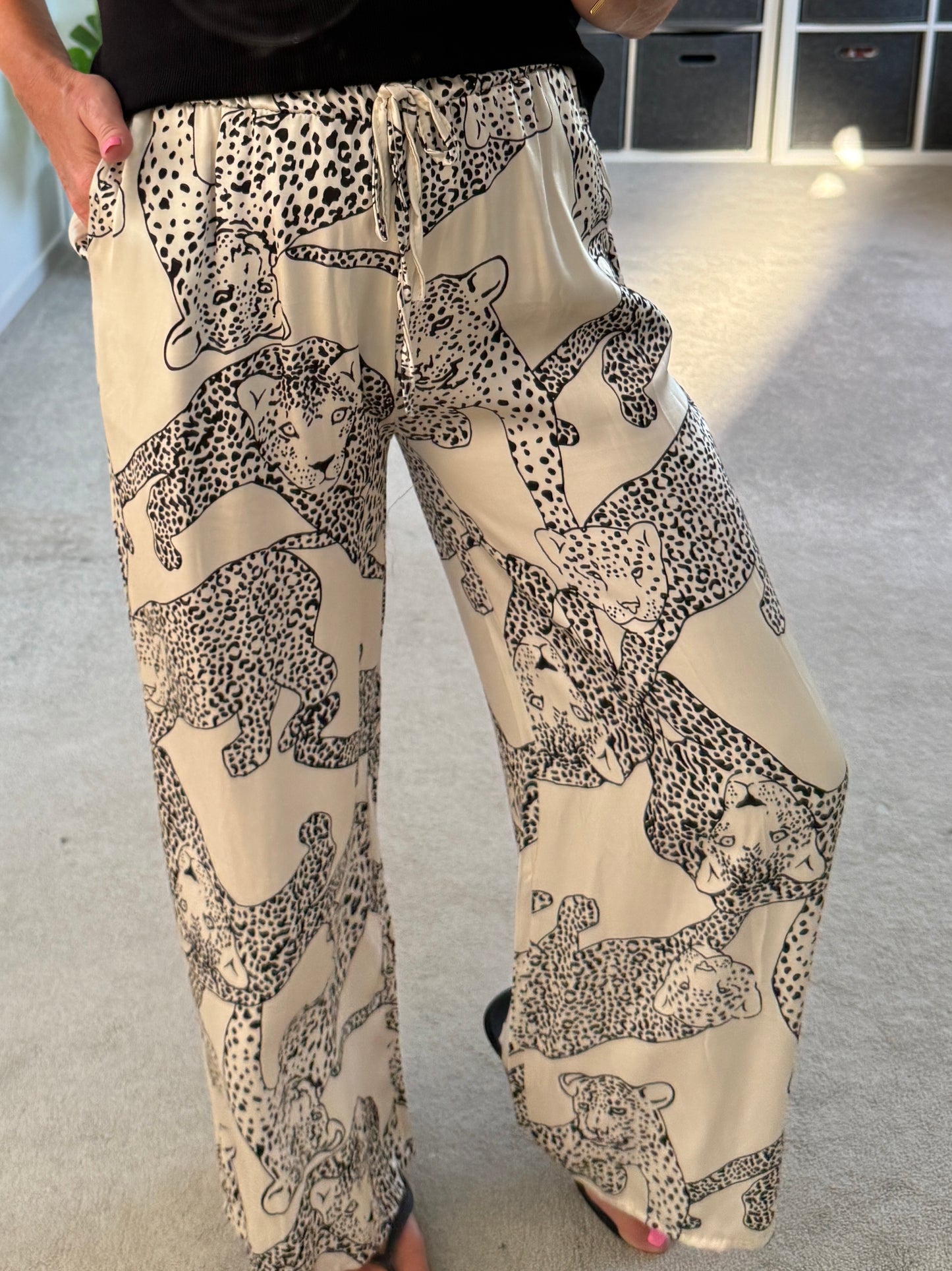 Katy Puma Print Wide Leg Trousers