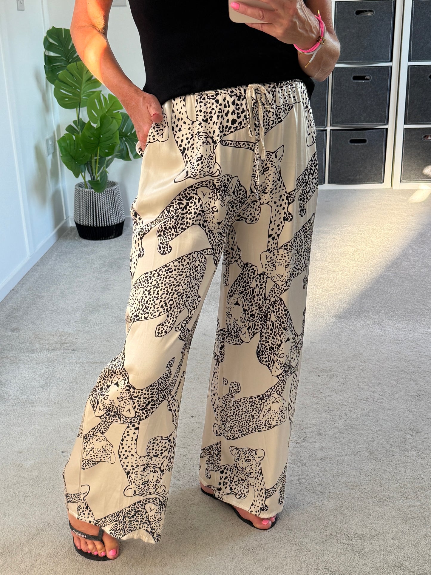 Katy Puma Print Wide Leg Trousers
