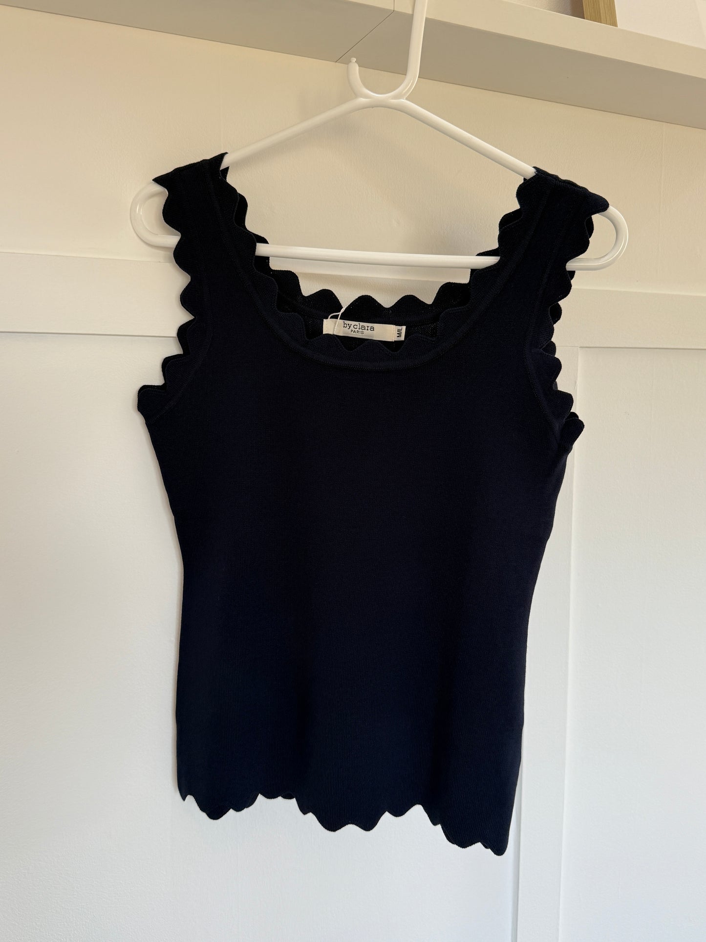 Black Scallop Edge Vest Top