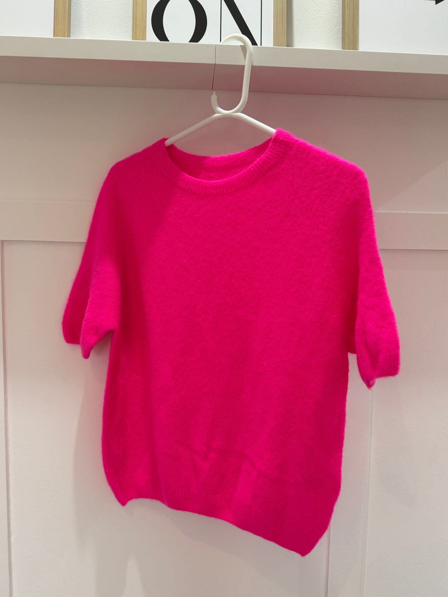 Neon Coral Fluffy S/S Jumper