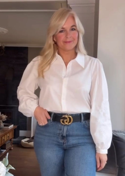 White Embroidery Anglaise Sleeve Blouse