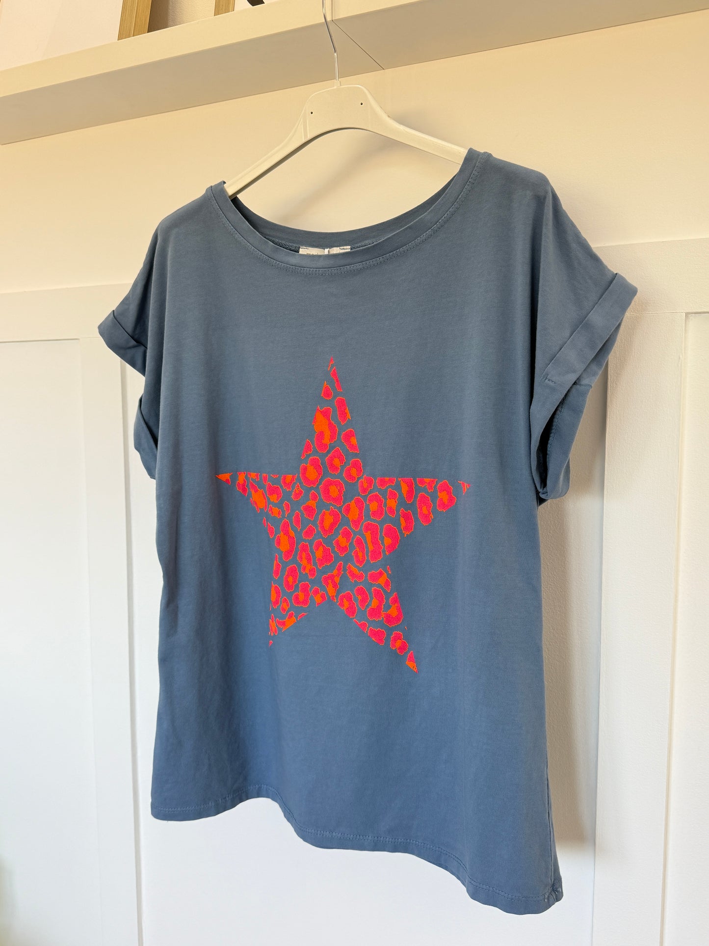 Khaki Neon Leopard Star T Shirt