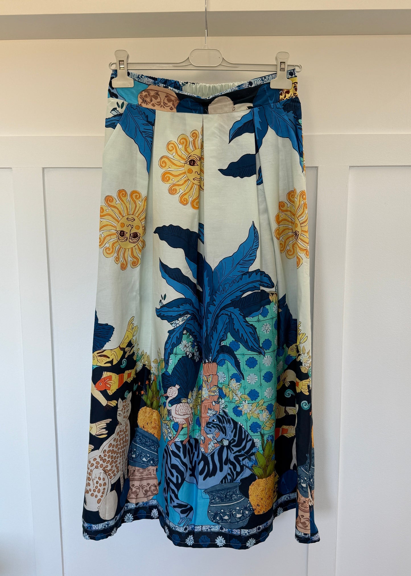 Cobalt Celestial Print Summer Skirt