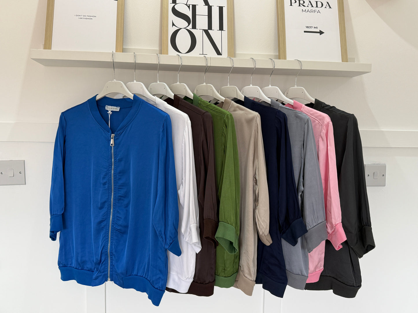 Chocolate Silk Mix 1/2 Sleeve Bomber Jacket