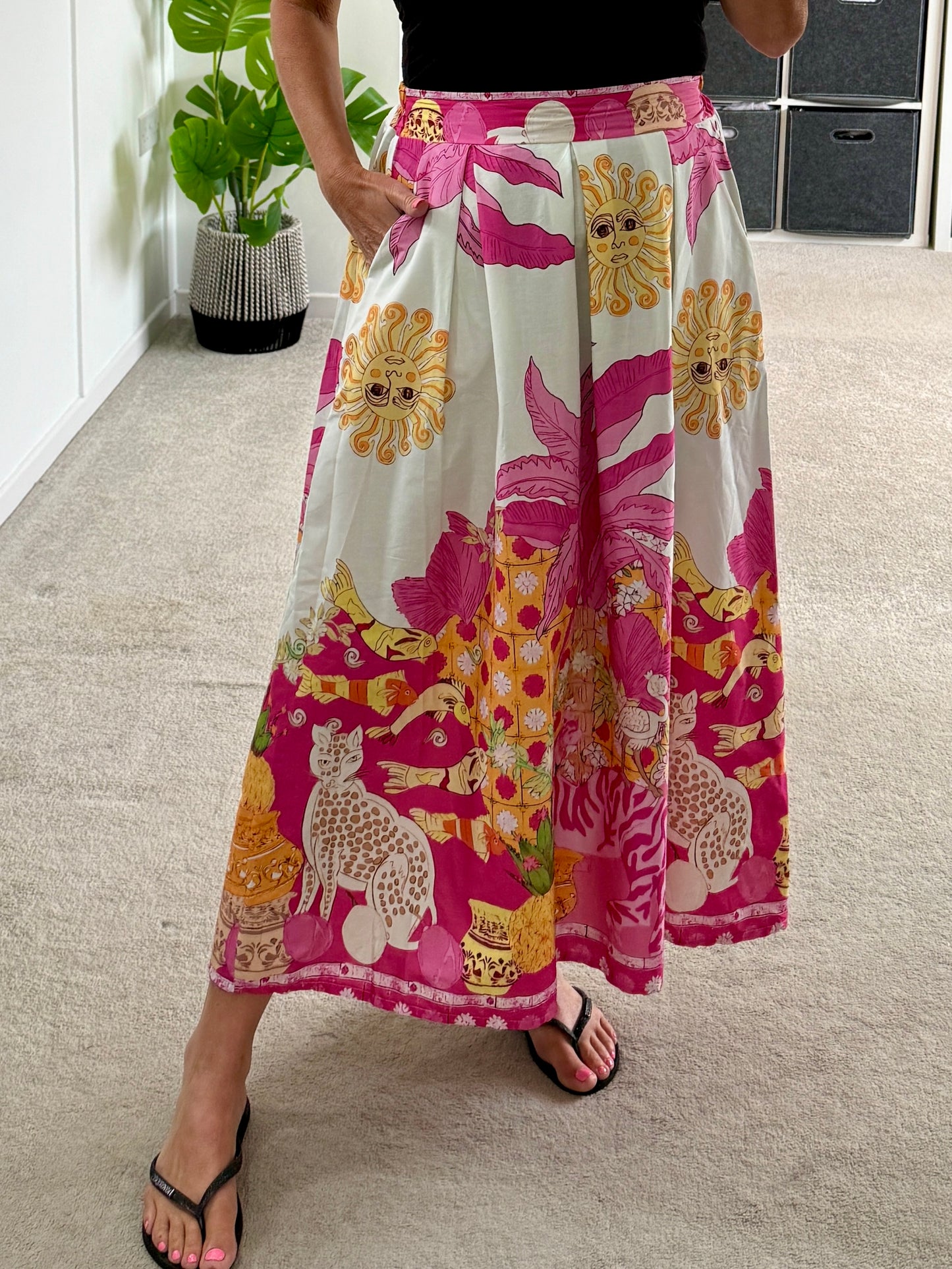 Cobalt Celestial Print Summer Skirt