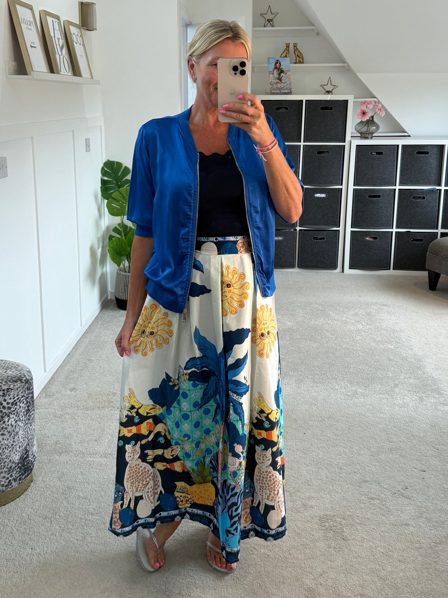 Cobalt Celestial Print Summer Skirt