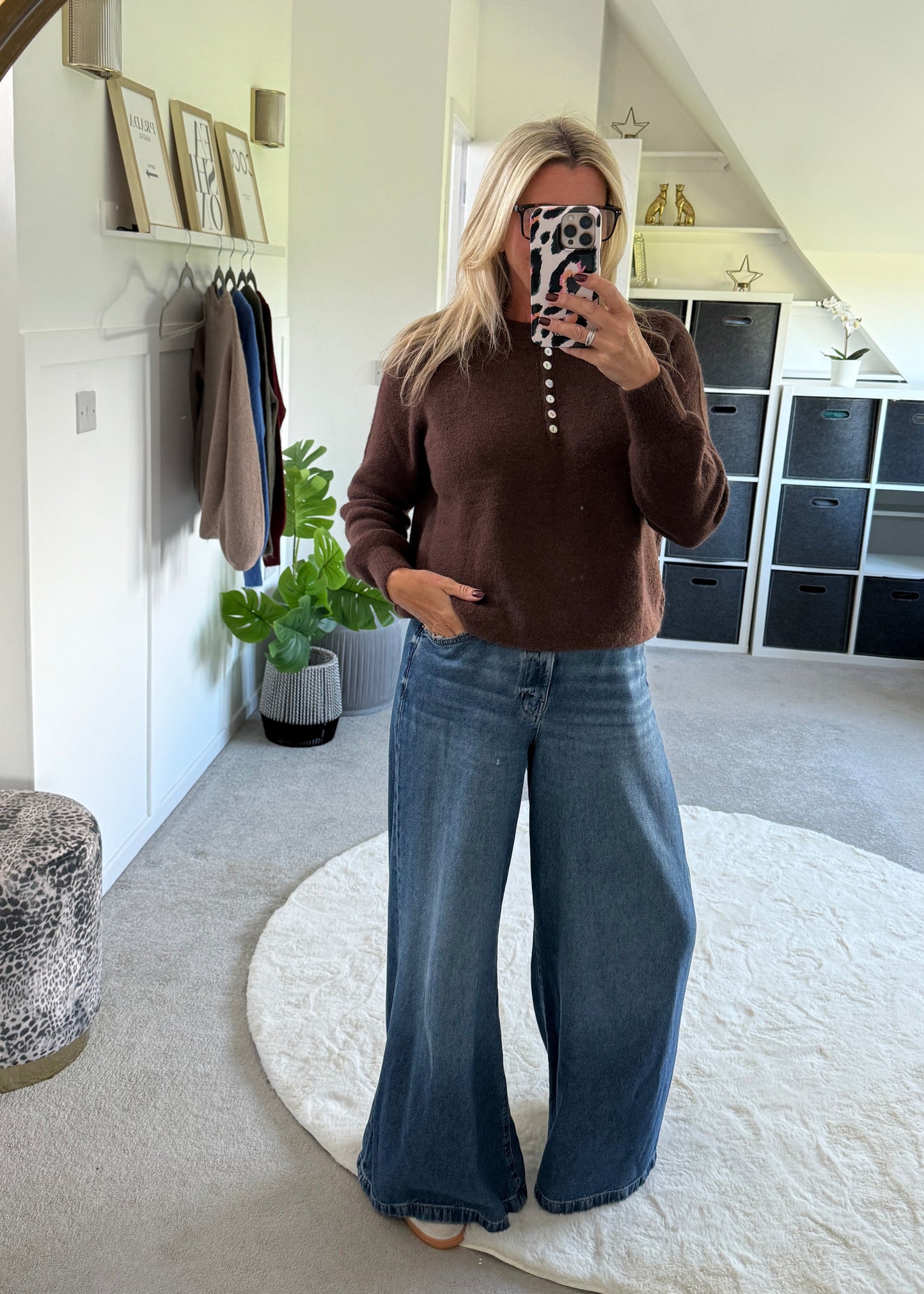 Burgundy Alpaca Mix Button Jumper