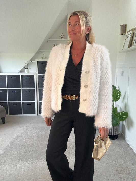 Cream Faux Fur Cardigan