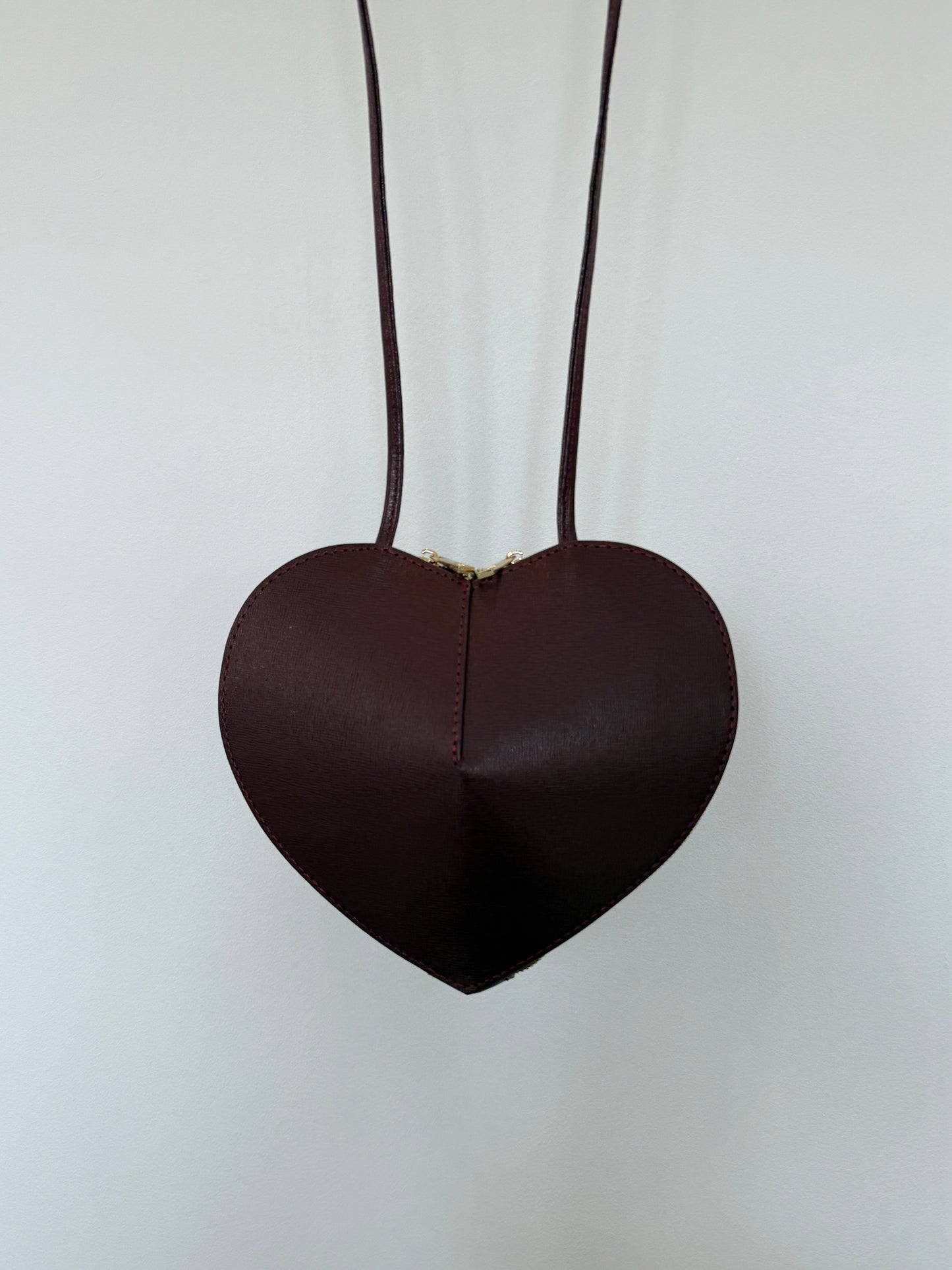 Burgundy Leather Heart Bag