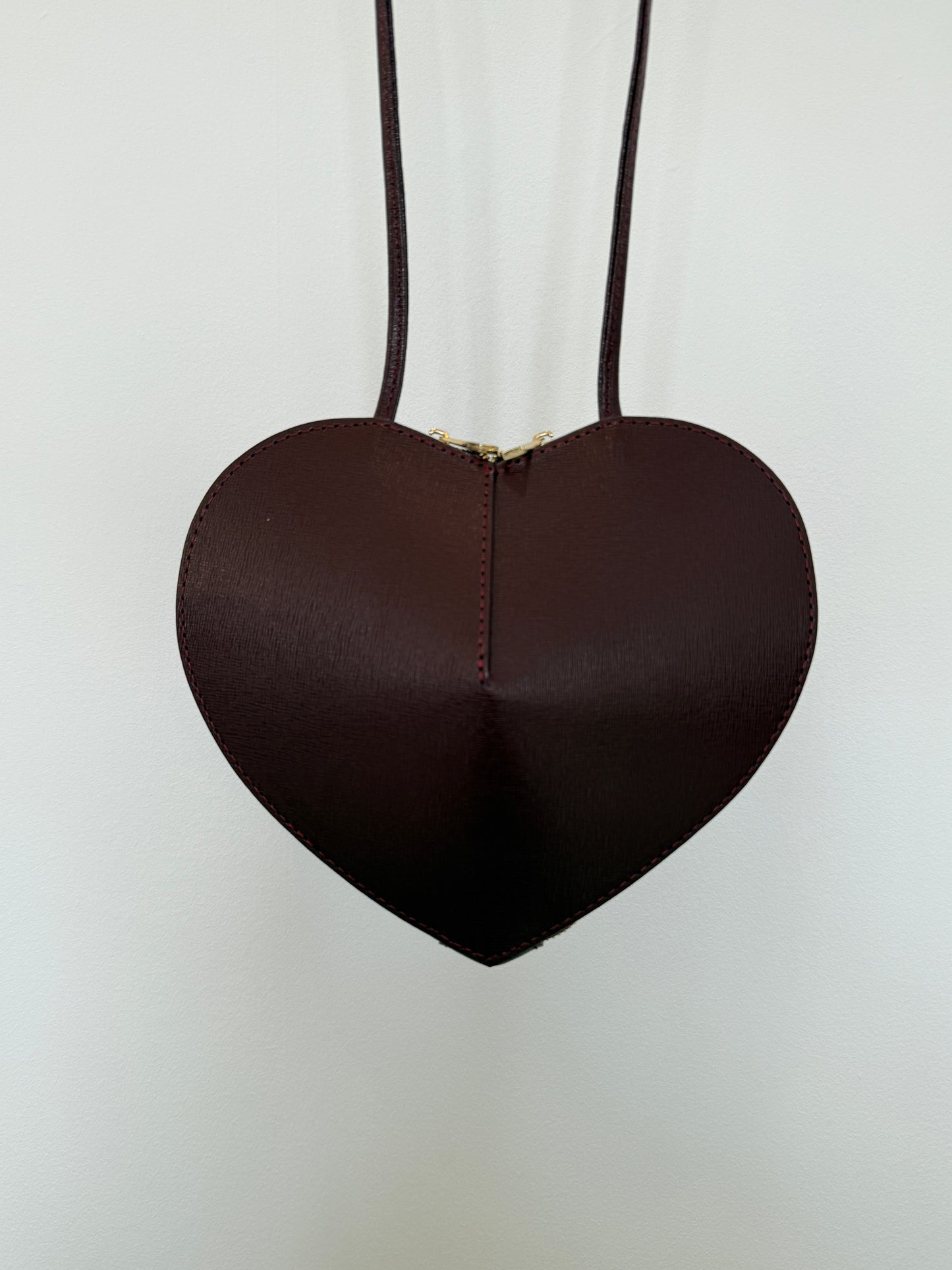 Burgundy Leather Heart Bag