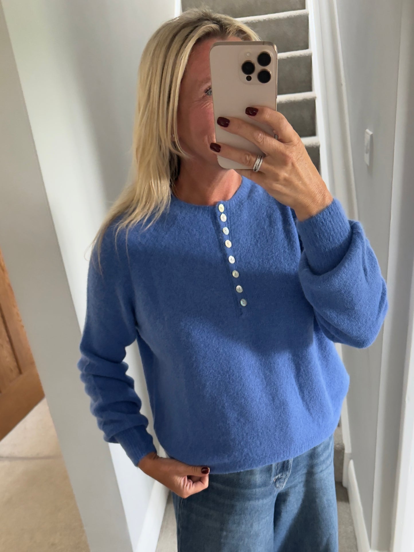 Burgundy Alpaca Mix Button Jumper