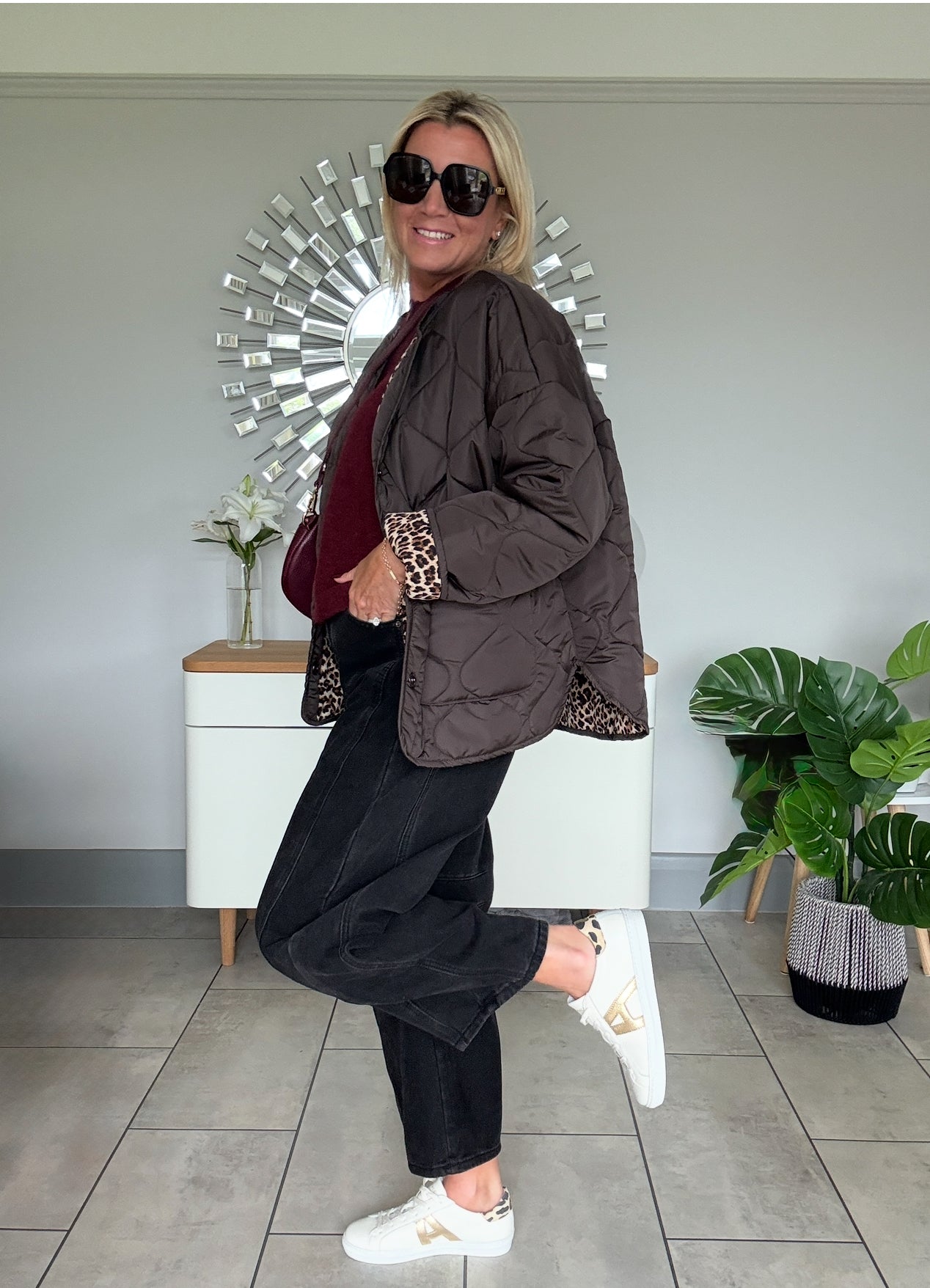 Brown Reversible Oversized Quilted Jacket