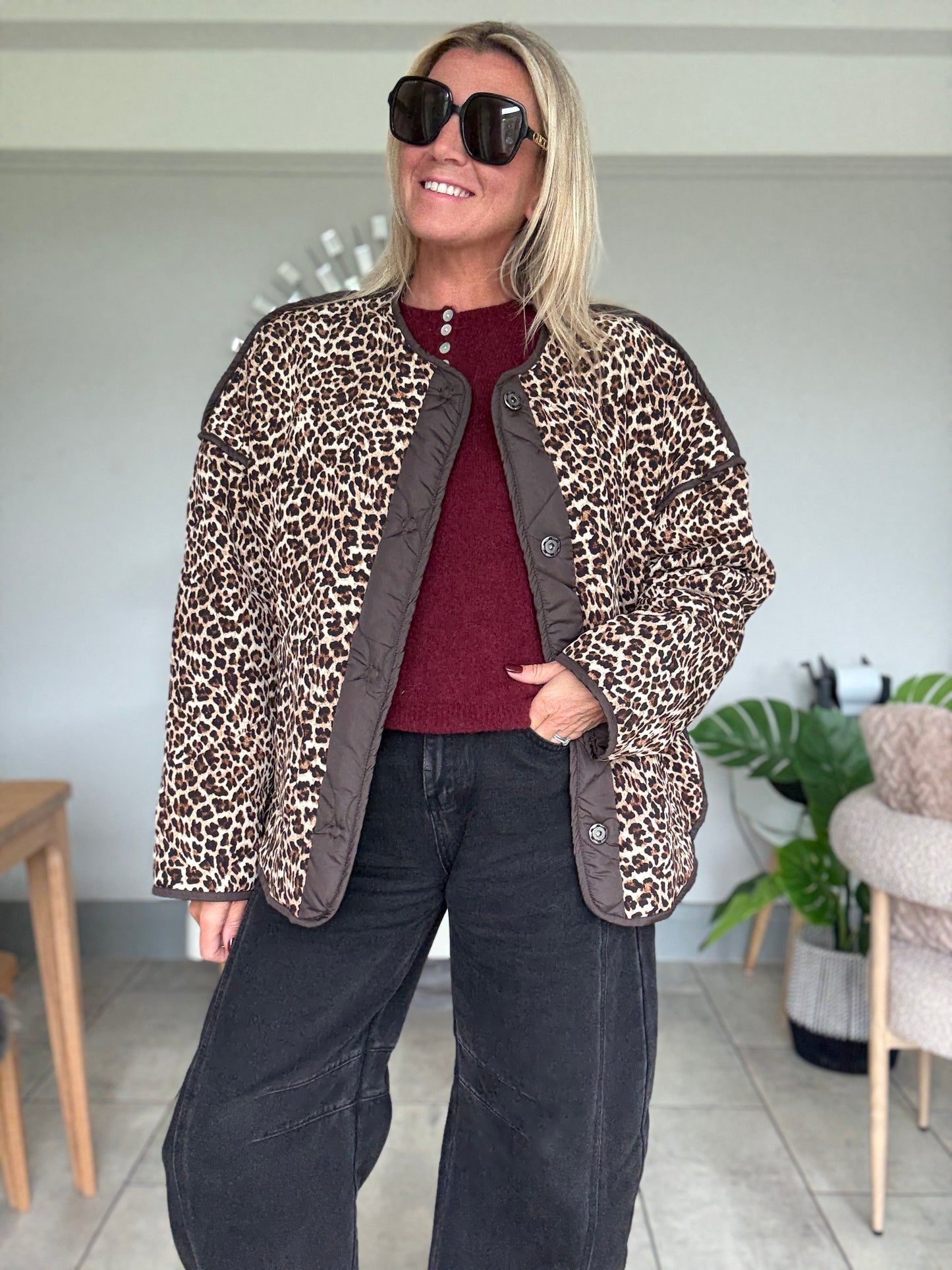 Brown Reversible Oversized Quilted Jacket