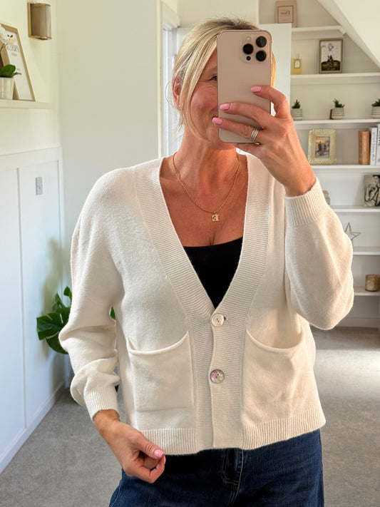 Cream 2 Button Cardigan