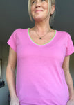 Navy/Pink Contrast Edge T Shirt