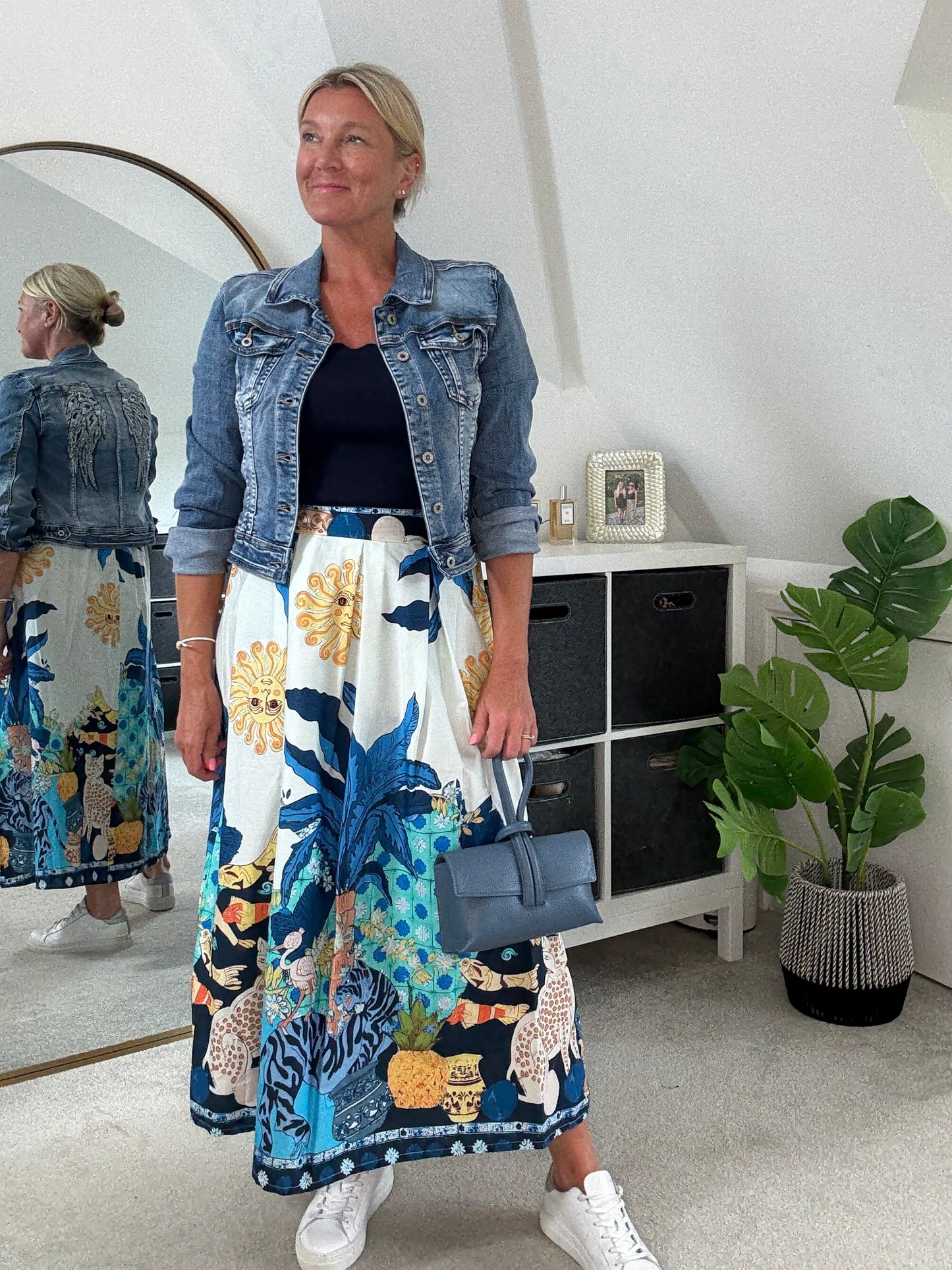 Cobalt Celestial Print Summer Skirt
