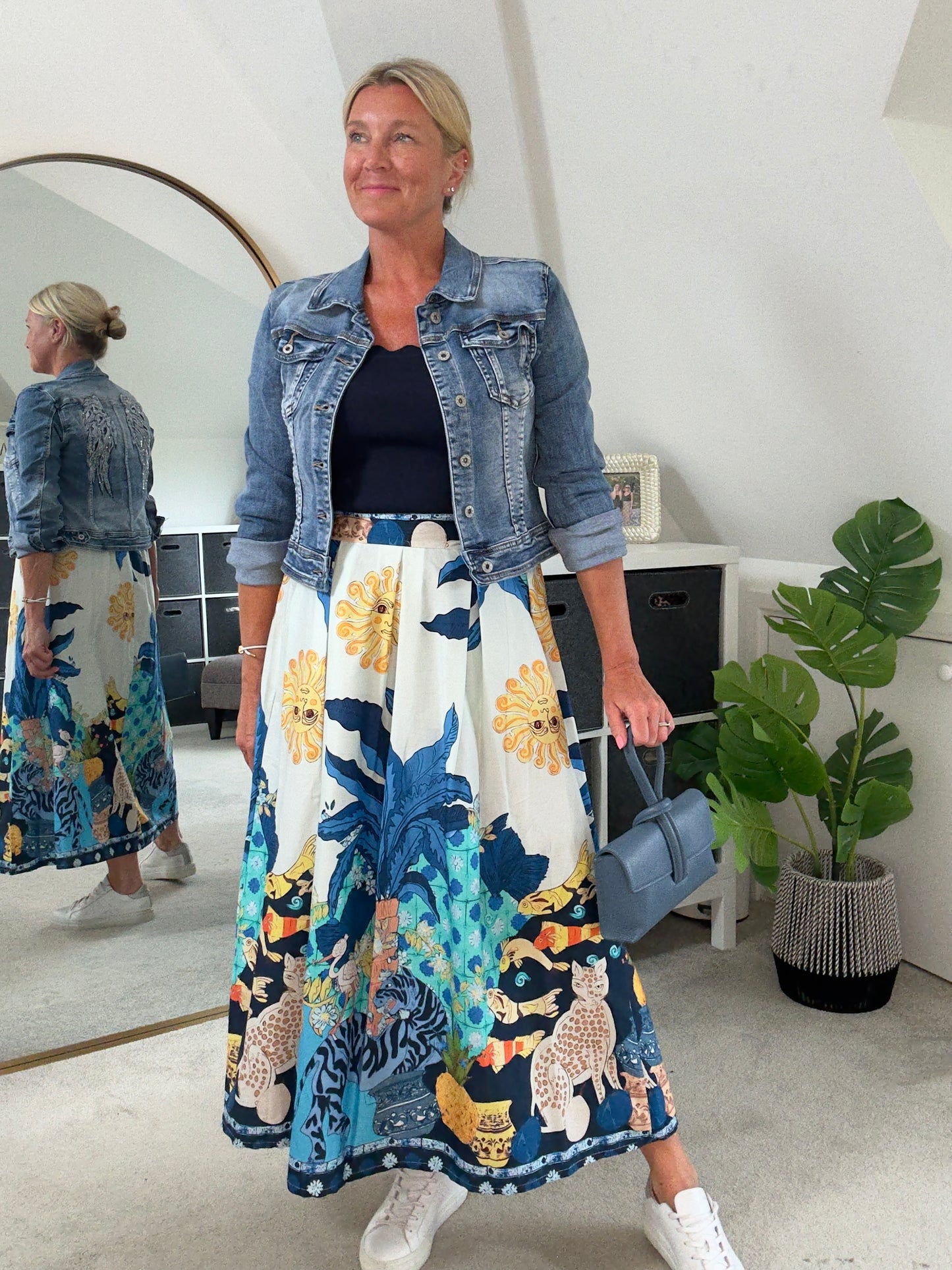 Cobalt Celestial Print Summer Skirt