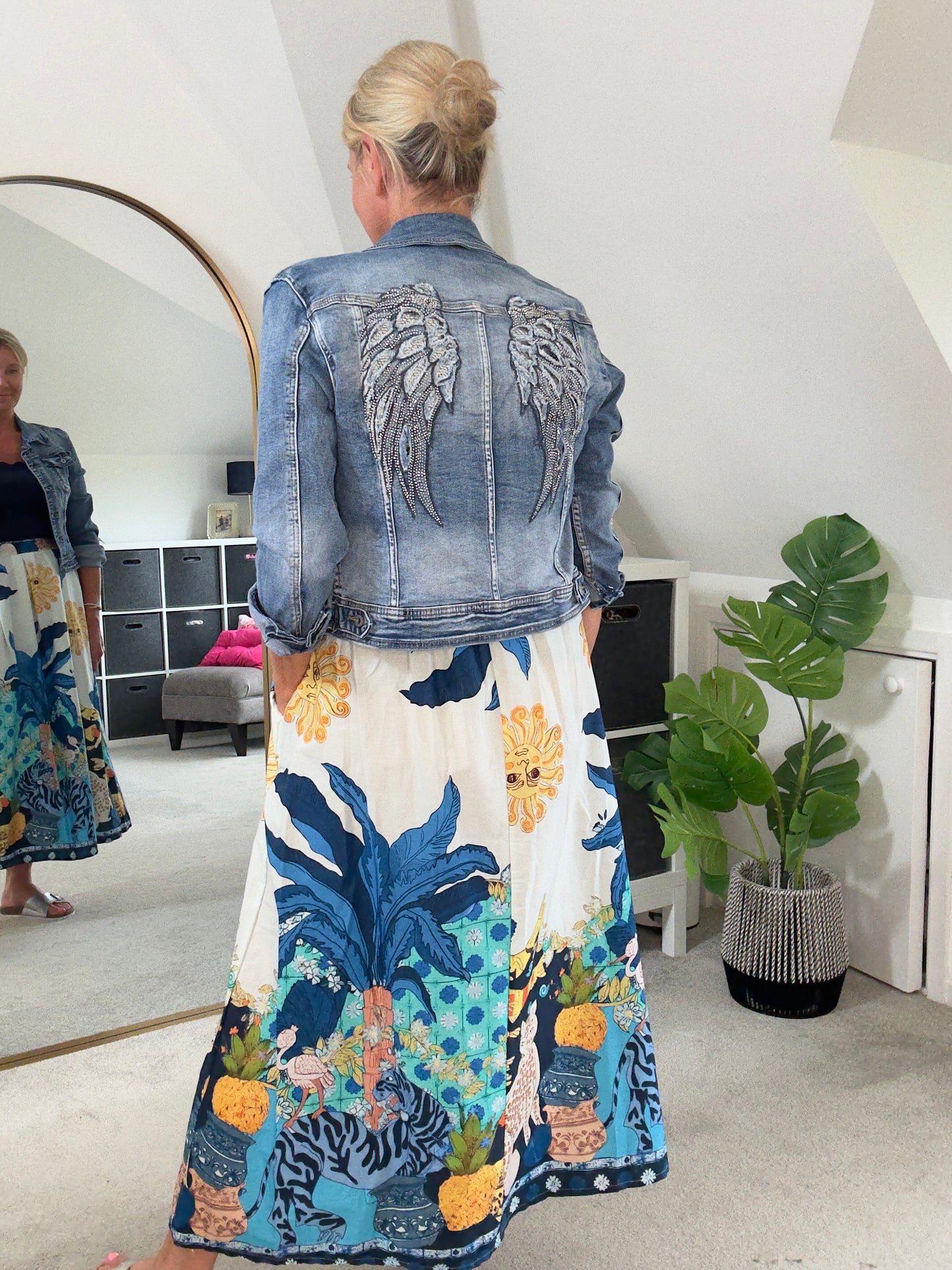 Cobalt Celestial Print Summer Skirt