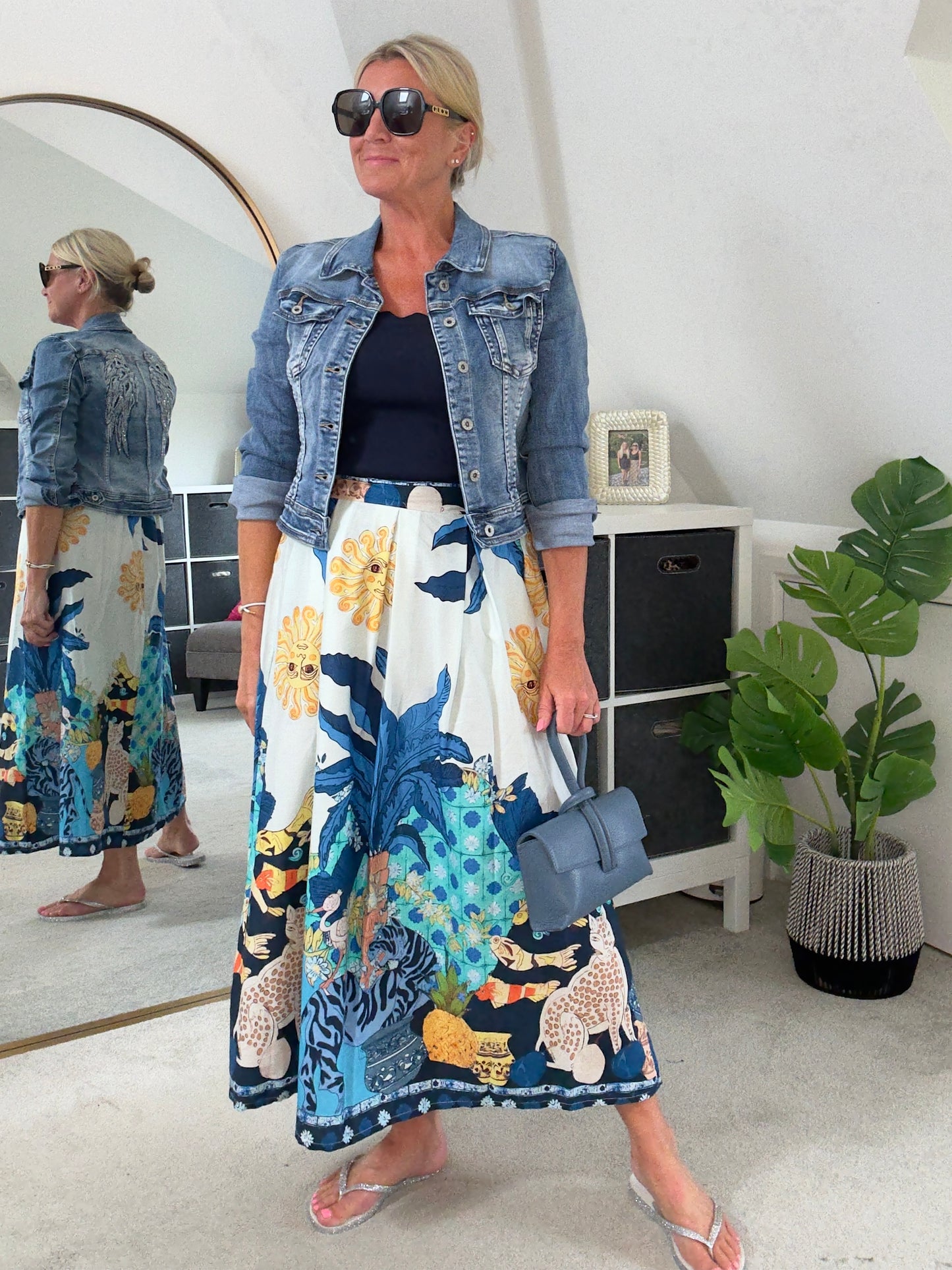 Cobalt Celestial Print Summer Skirt
