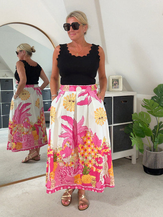 Black Scallop Edge Vest Top