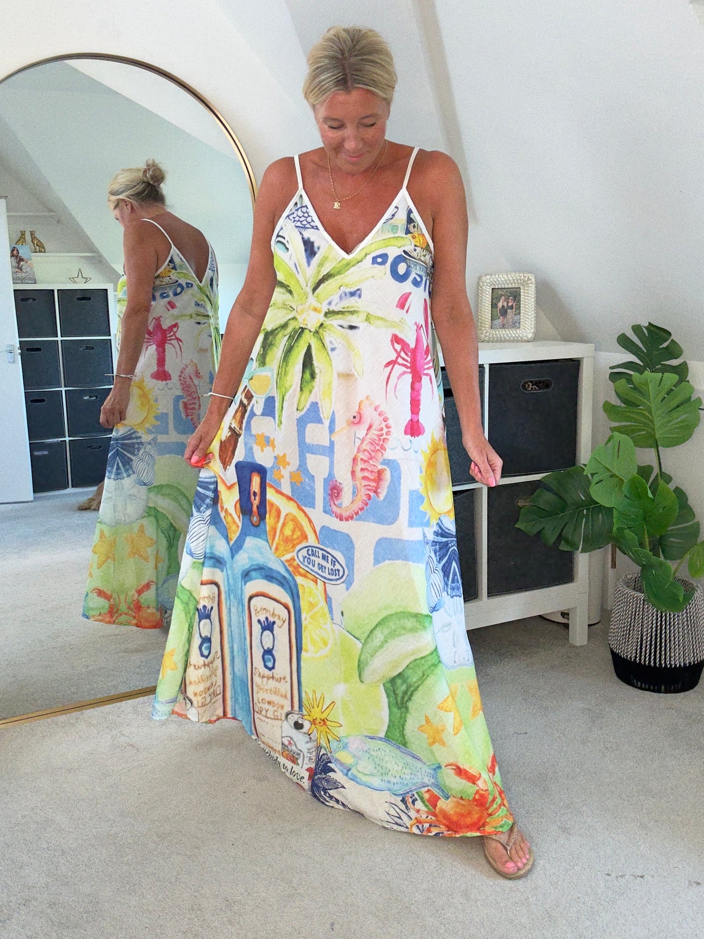 Lobster Print Floaty Maxi Dress