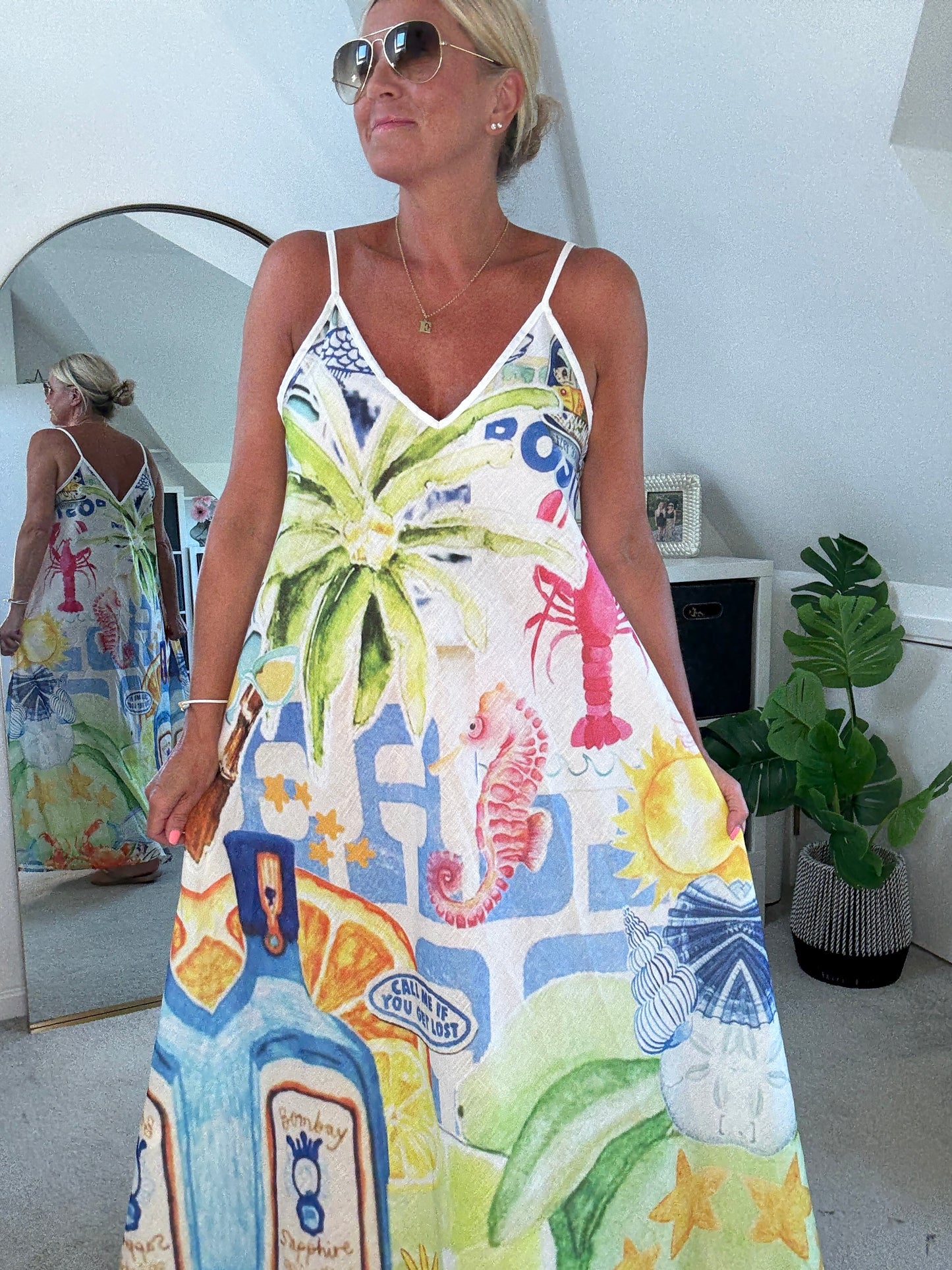 Lobster Print Floaty Maxi Dress