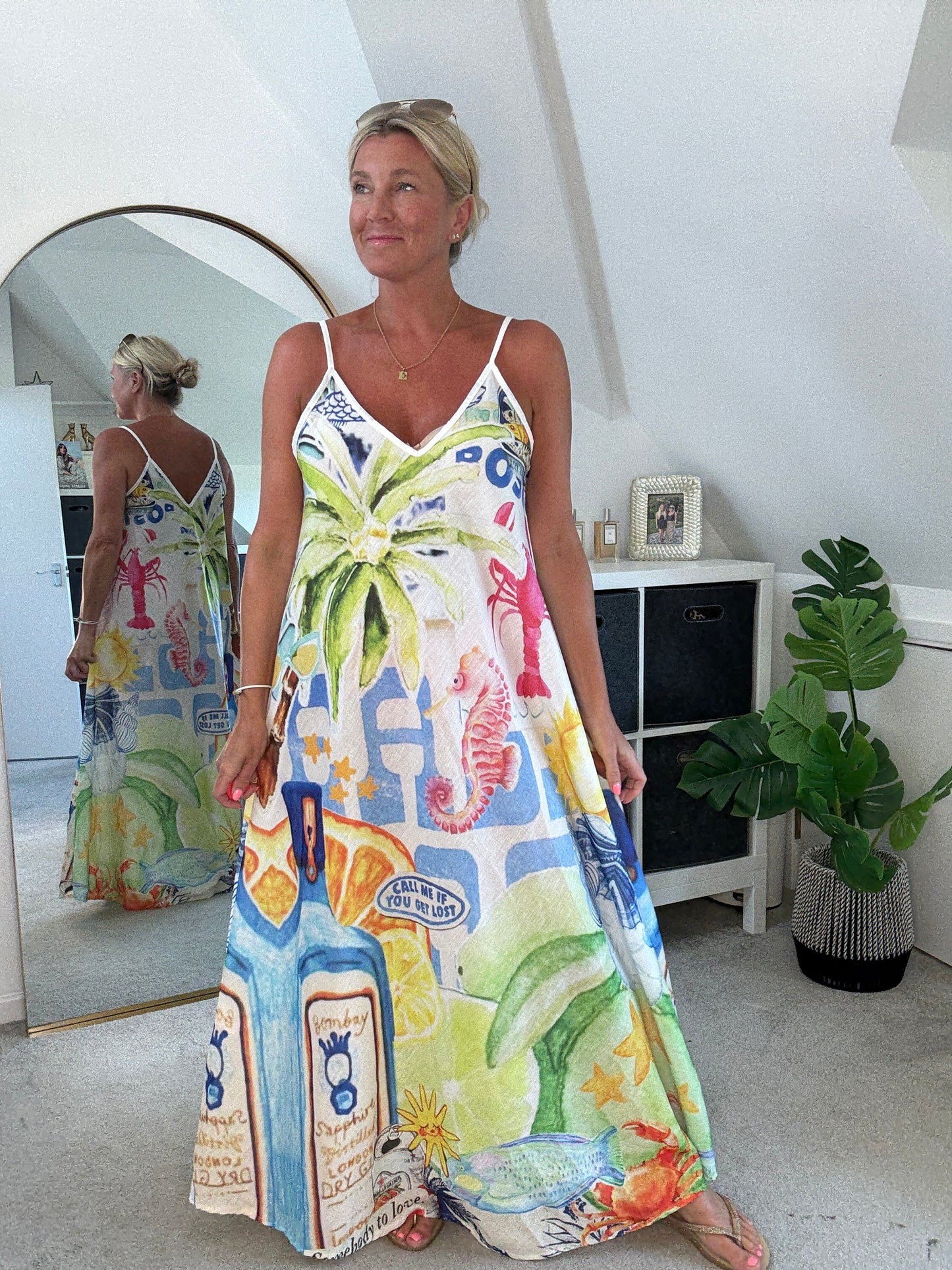 Lobster Print Floaty Maxi Dress