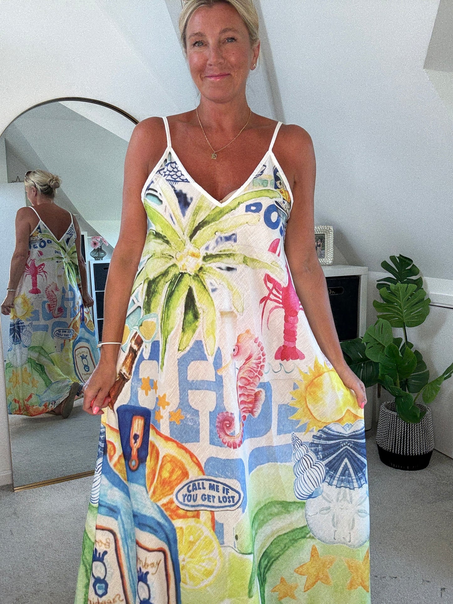 Lobster Print Floaty Maxi Dress