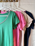 Pink/Green Contrast Edge T Shirt