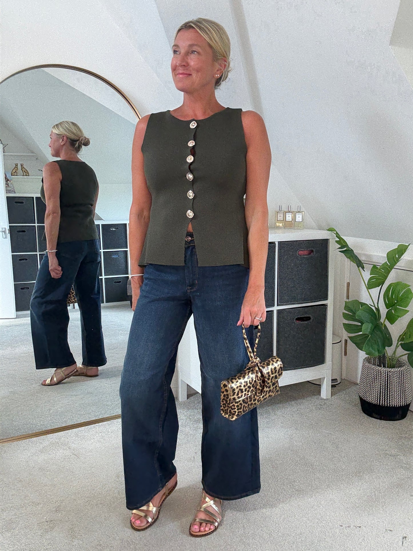 Khaki Waistcoat with Gold Buttons