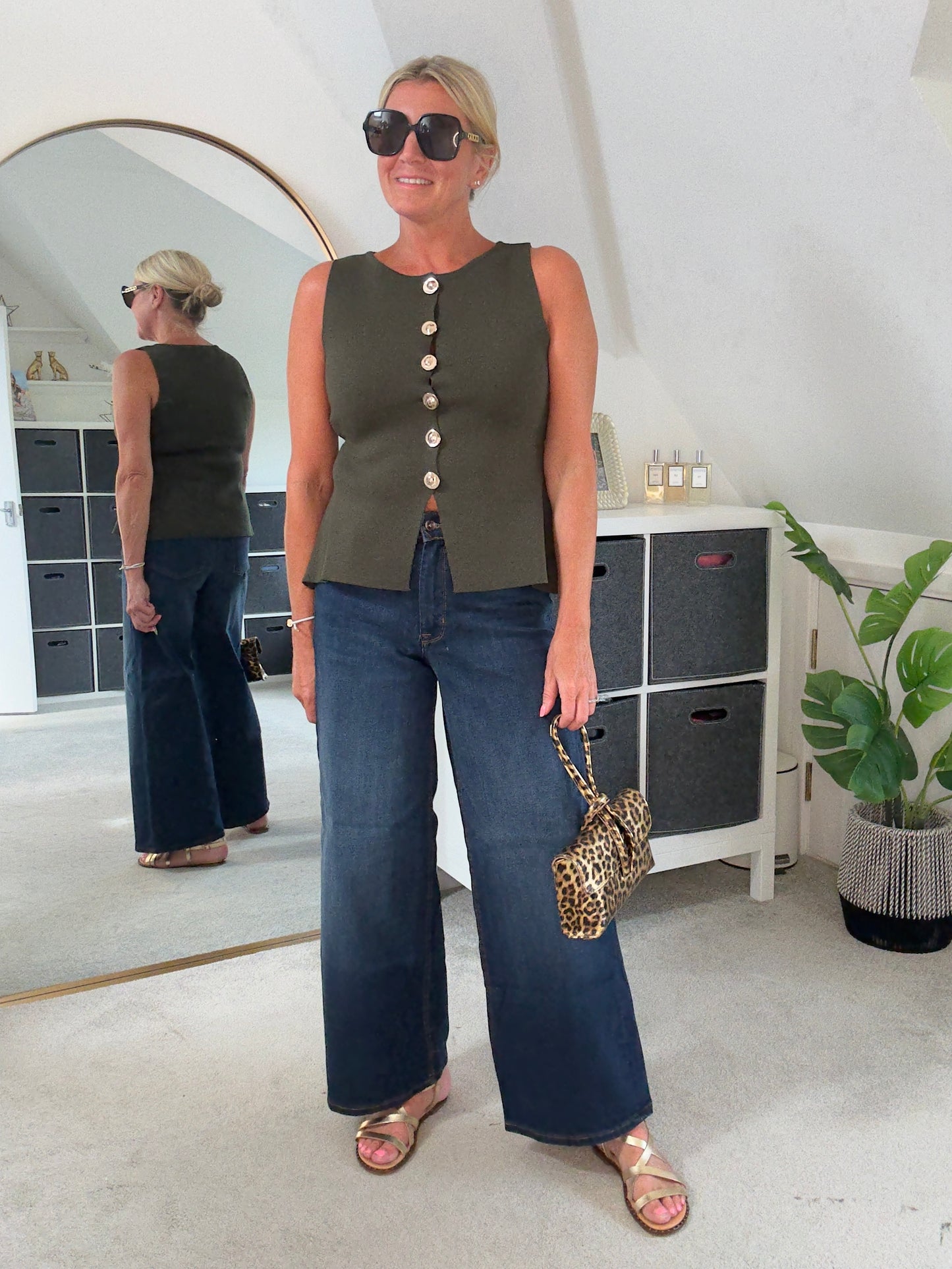 Khaki Waistcoat with Gold Buttons
