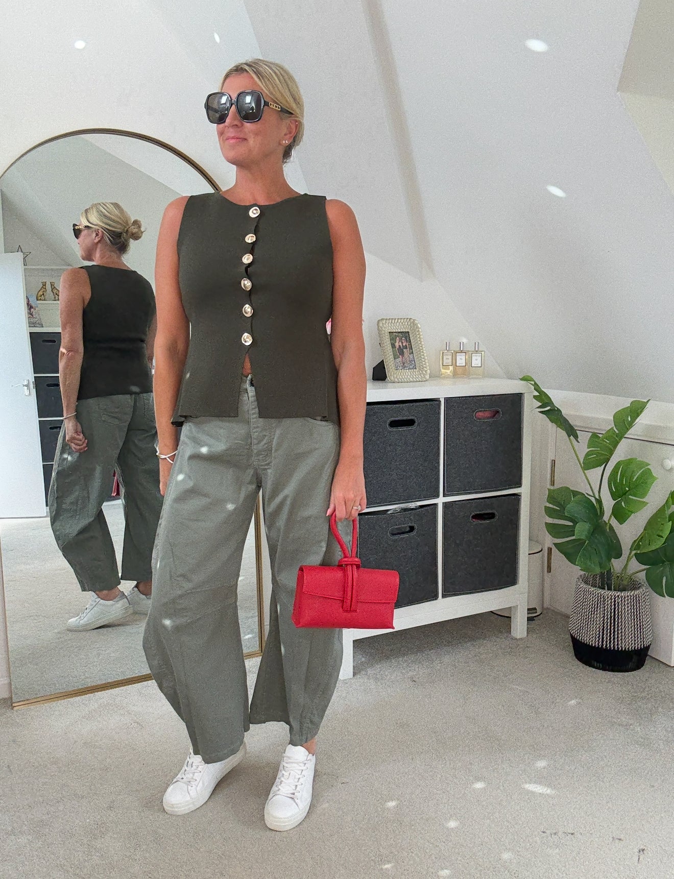 Khaki Waistcoat with Gold Buttons