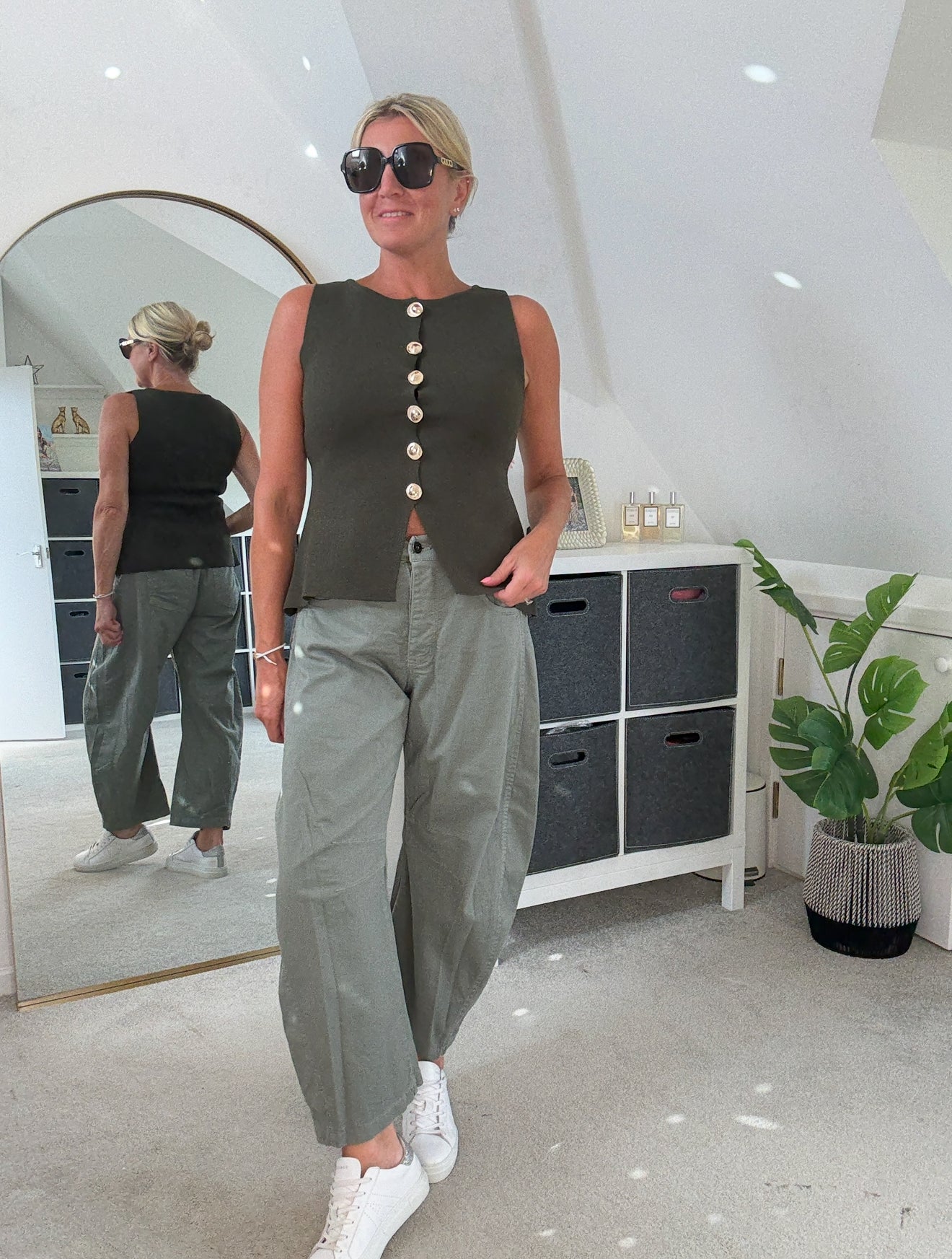 Khaki Waistcoat with Gold Buttons