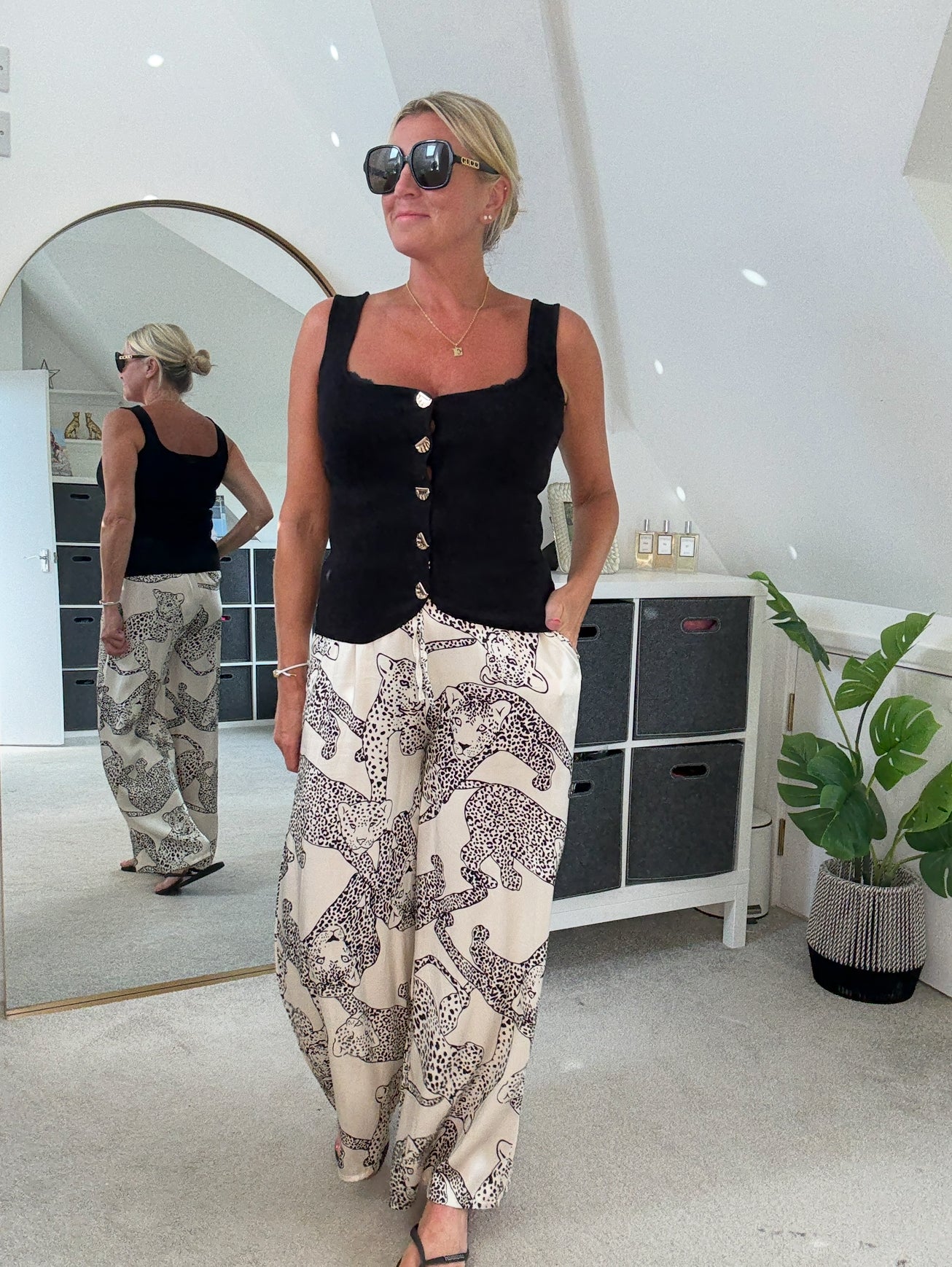 Black Scoop Neck Gold Button Waistcoat