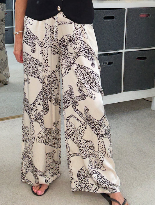 Katy Puma Print Wide Leg Trousers