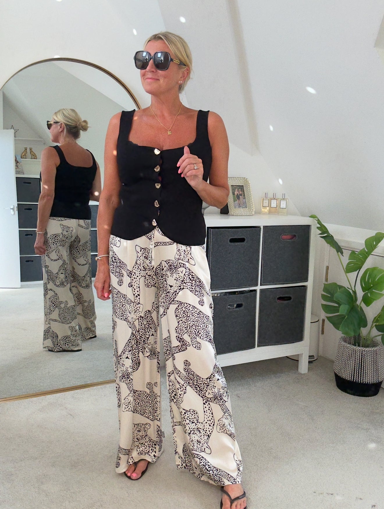 Black Scoop Neck Gold Button Waistcoat