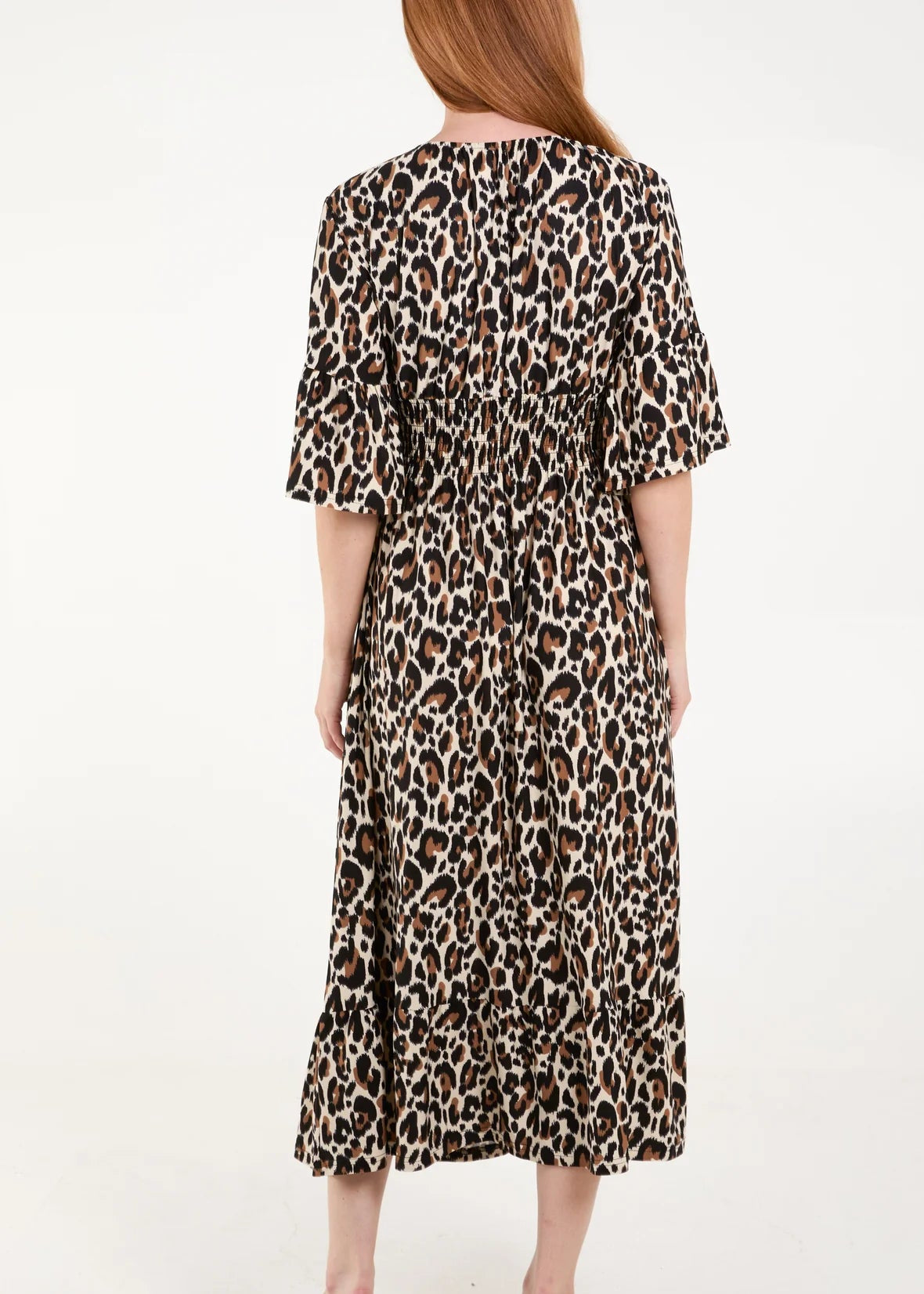 Classic Leopard Shirred Waist Dress