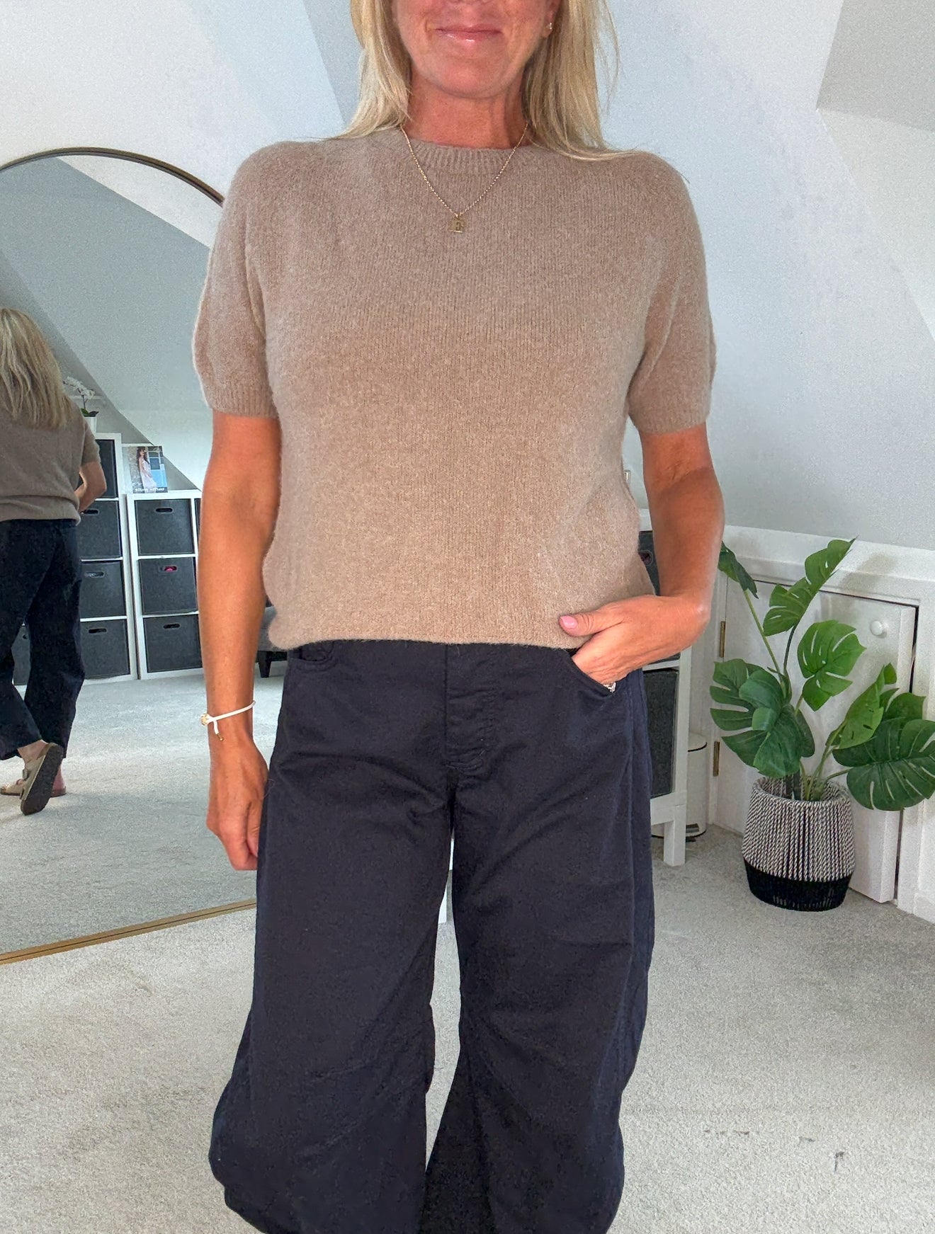 Mocha Fluffy S/S Jumper