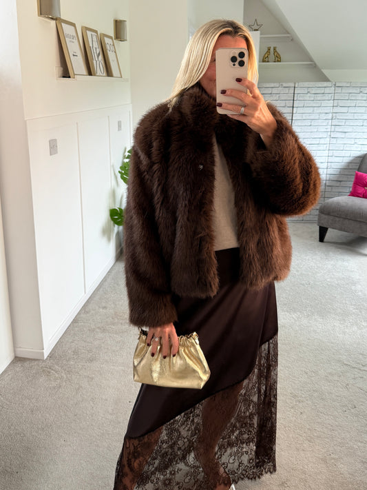 Chocolate Monroe Faux Fur Jacket