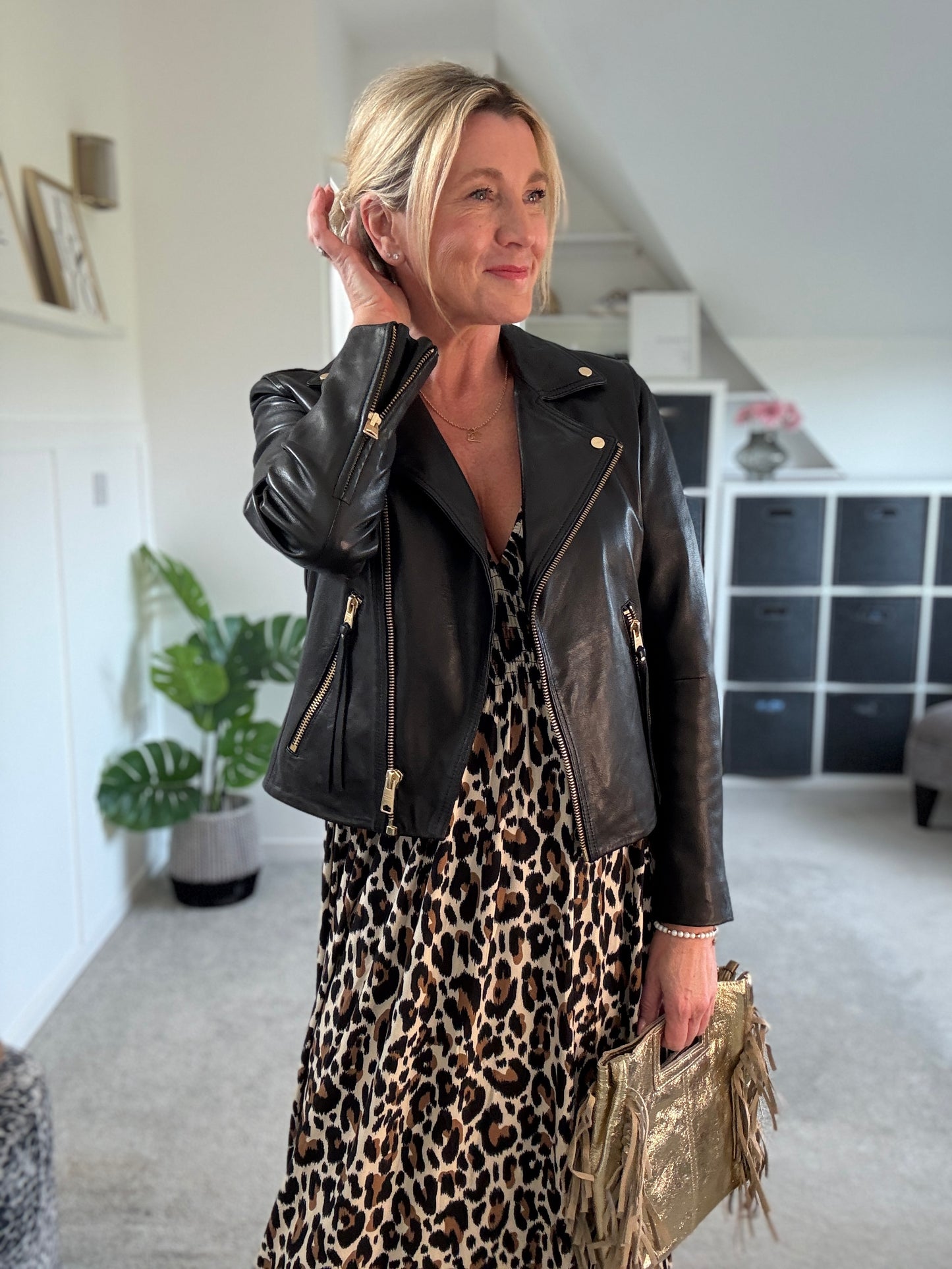 Classic Leopard Shirred Waist Dress