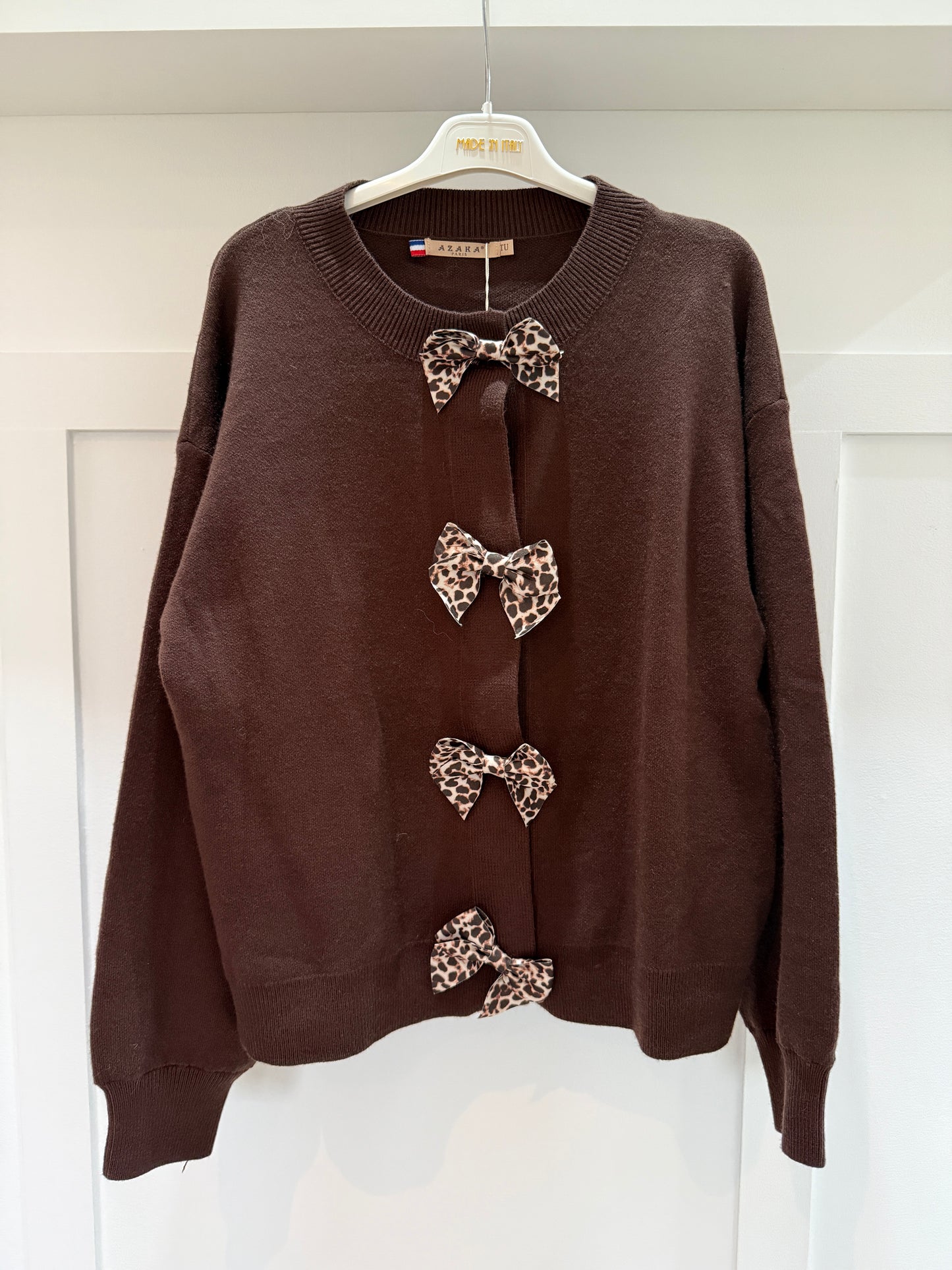 Chocolate Leopard Bow Cardigan