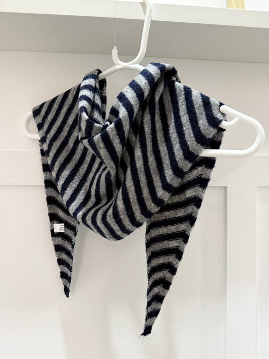 Navy/Grey Striped Triangle Neck Scarf