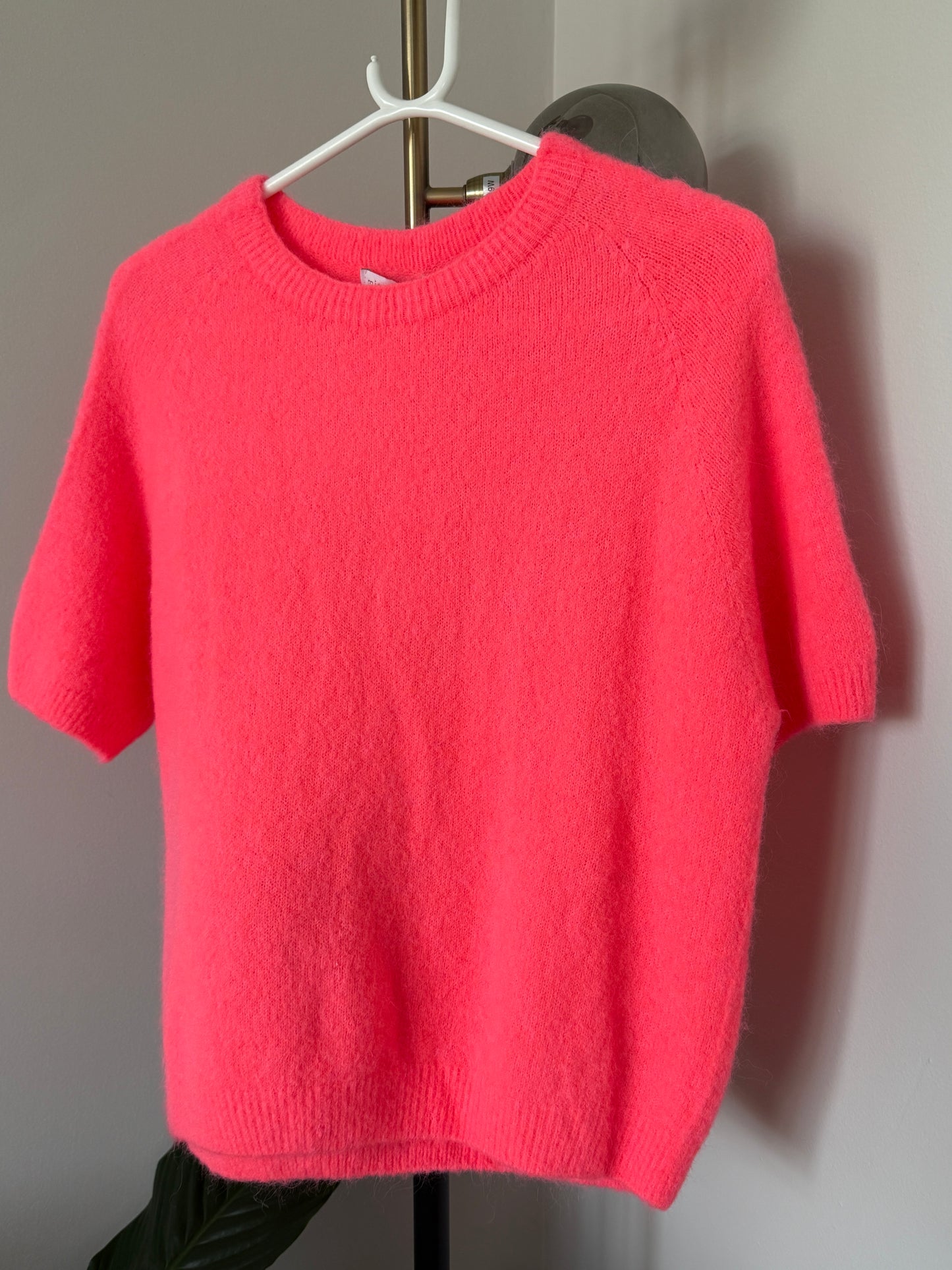 Neon Coral Fluffy S/S Jumper