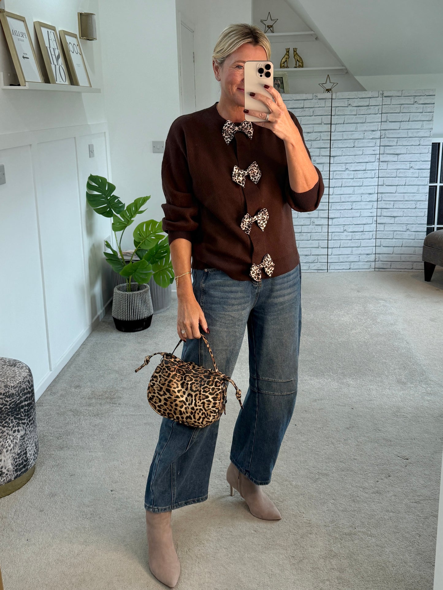 Chocolate Leopard Bow Cardigan