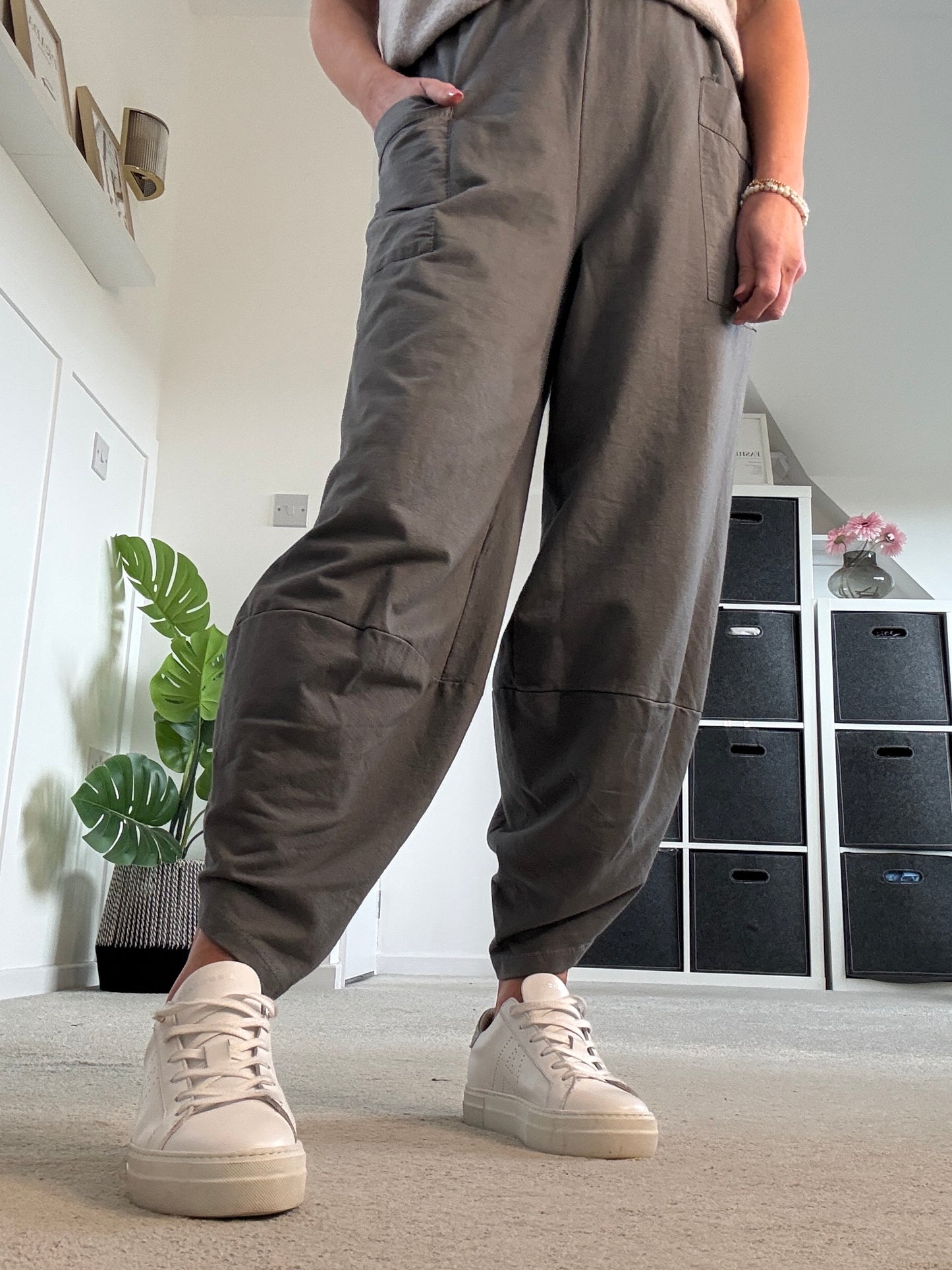 Charcoal Grey Slim Barrel Cargo Joggers