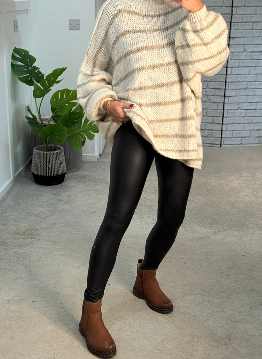 Pleather Leggings | Black & Brown