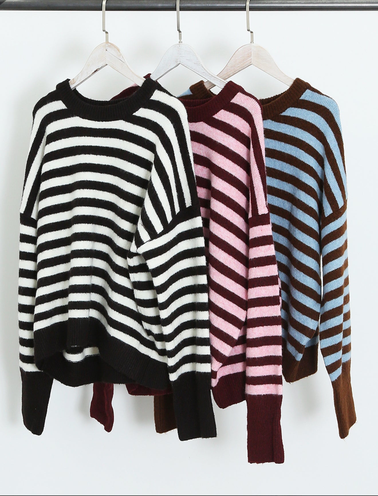 Chocolate/Blue Relaxed Fit Stripe Jumper